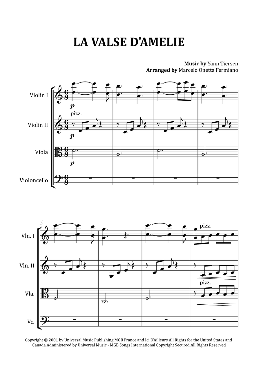 La Valse D'amelie La Valse D'amelie String Quartet scores gallery preview page 4