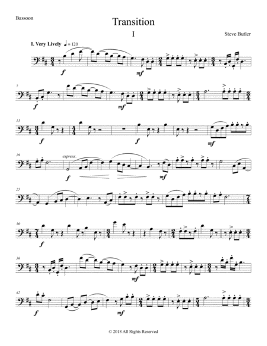 Transition I Part: Bassoon Woodwind Quintet scores gallery preview page 1