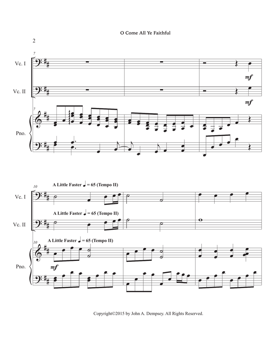 O Come All Ye Faithful (Trio for Two Cellos and Piano) String Duet scores gallery preview page 6