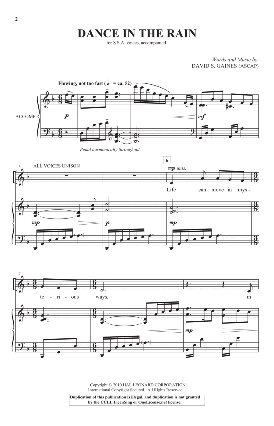 Dance In The Rain Dance In The Rain SSA scores gallery preview page 1