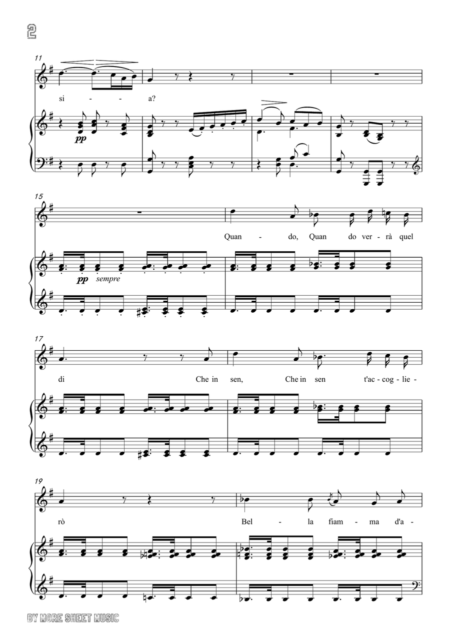 Bellini-Il fervido desiderio in G Major,for voice and piano by Vincenzo Bellini Piano, Vocal - Digital Sheet Music page 4