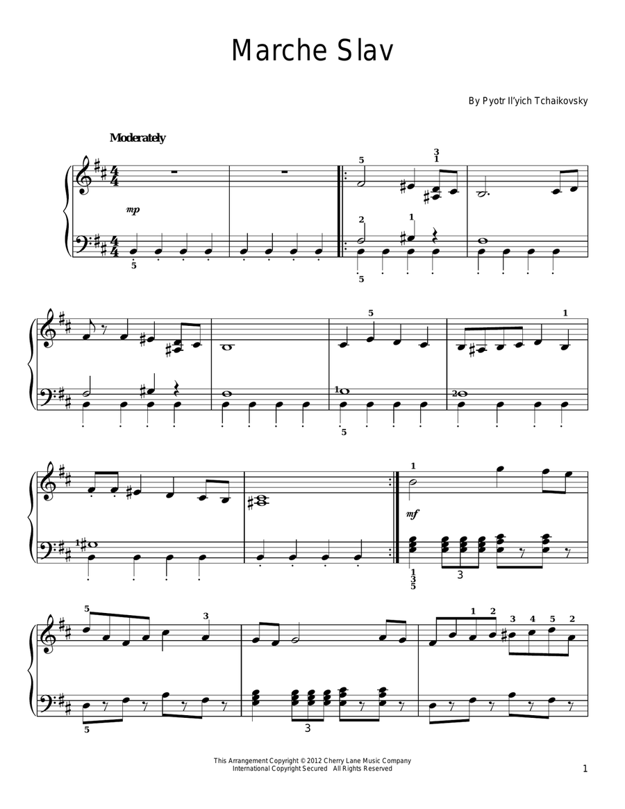 Marche Slav, Op. 31 Marche Slav, Op. 31 Easy Piano scores gallery preview page 1