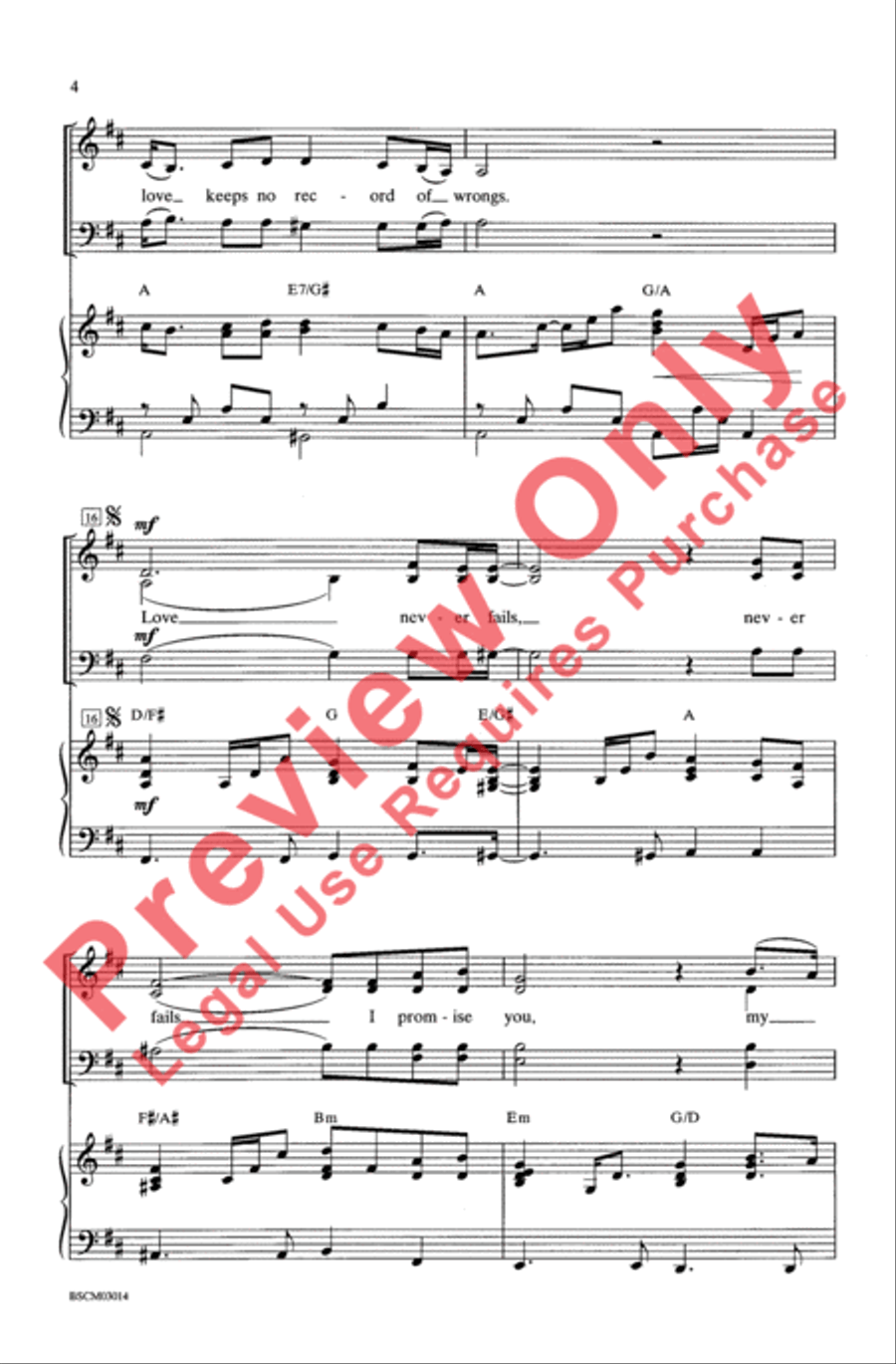 Love Never Fails 4-Part scores gallery preview page 4