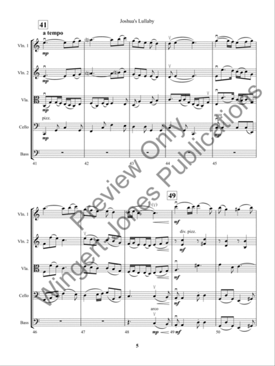 Joshua's Lullaby (Score) String Orchestra scores gallery preview page 8