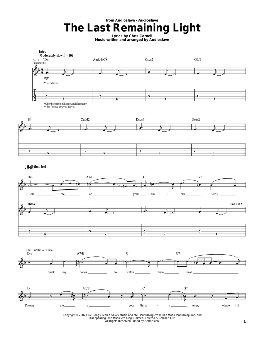 The Last Remaining Light Electric Guitar scores gallery preview page 1