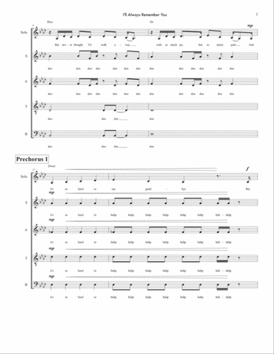 I'll Always Remember You 4-Part scores gallery preview page 4