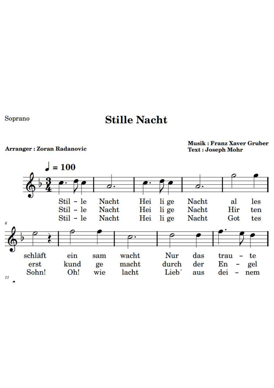 Stille Nacht - SATB - german lyrics 4-Part scores gallery preview page 2