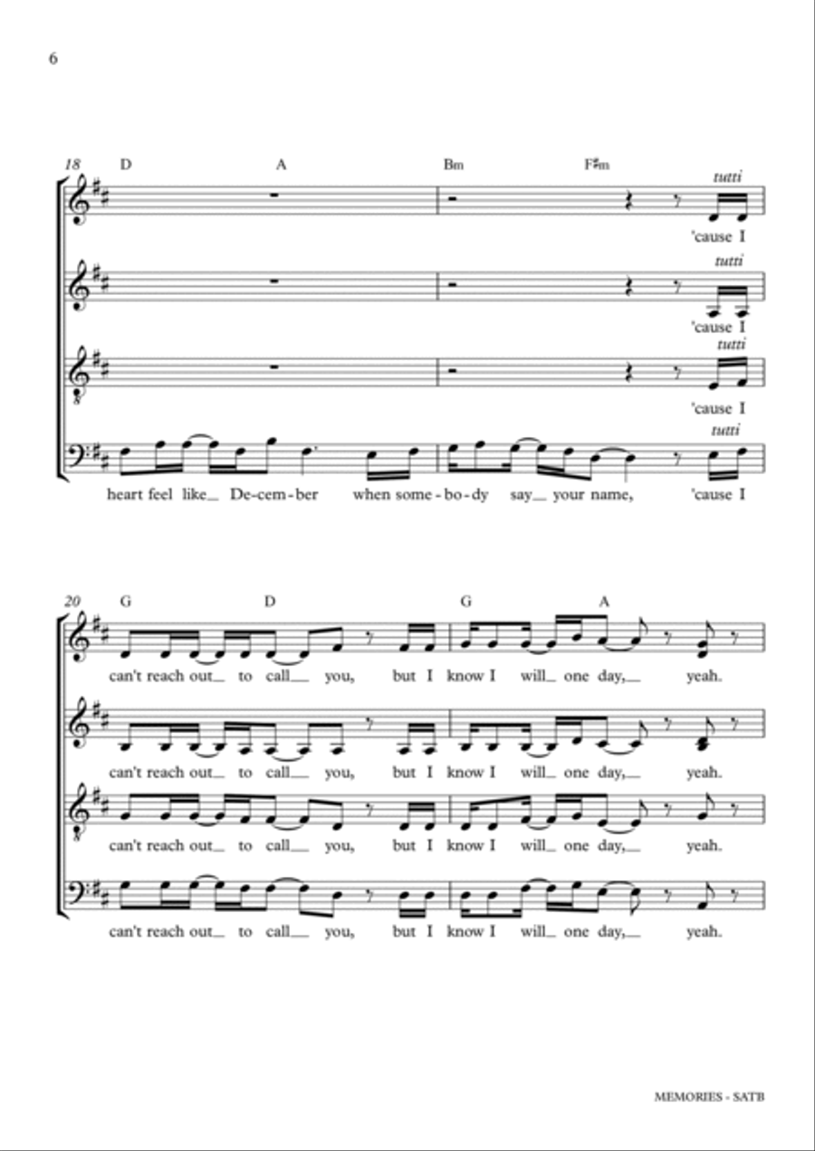 Memories 4-Part scores gallery preview page 6
