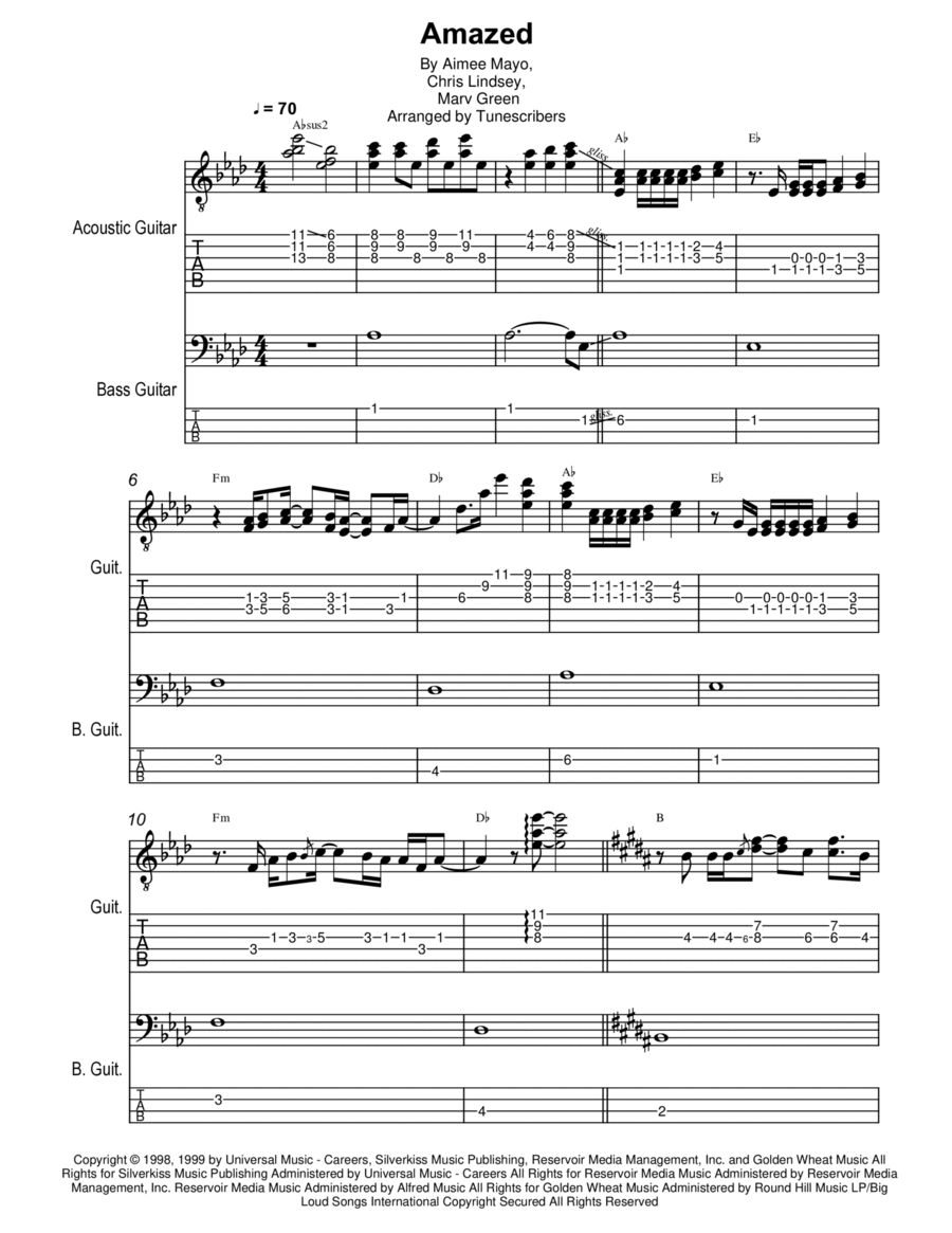 Amazed Guitar Solo scores gallery preview page 1