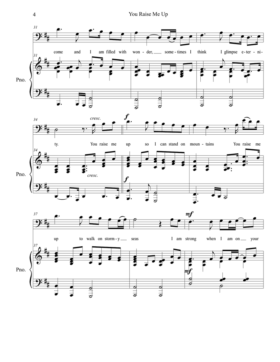 You Raise Me Up Low Voice scores gallery preview page 4