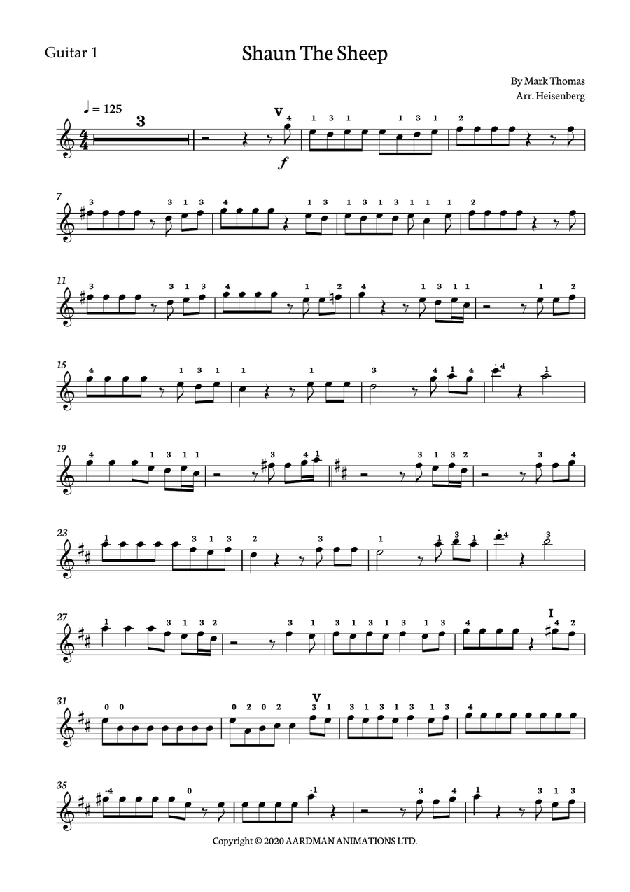 Shaun The Sheep Shaun The Sheep Guitar Ensemble scores gallery preview page 6