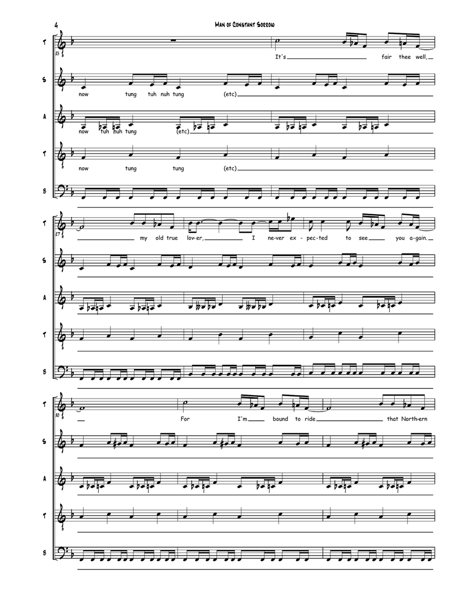 Man of Constant Sorrow 4-Part scores gallery preview page 4