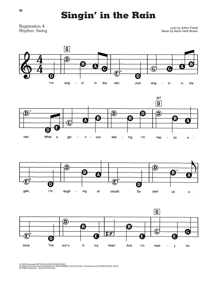 Singin' In The Rain Electronic Keyboard scores gallery preview page 1