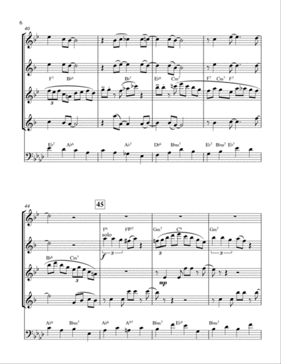 It's Only A Paper Moon Saxophone Quartet scores gallery preview page 6