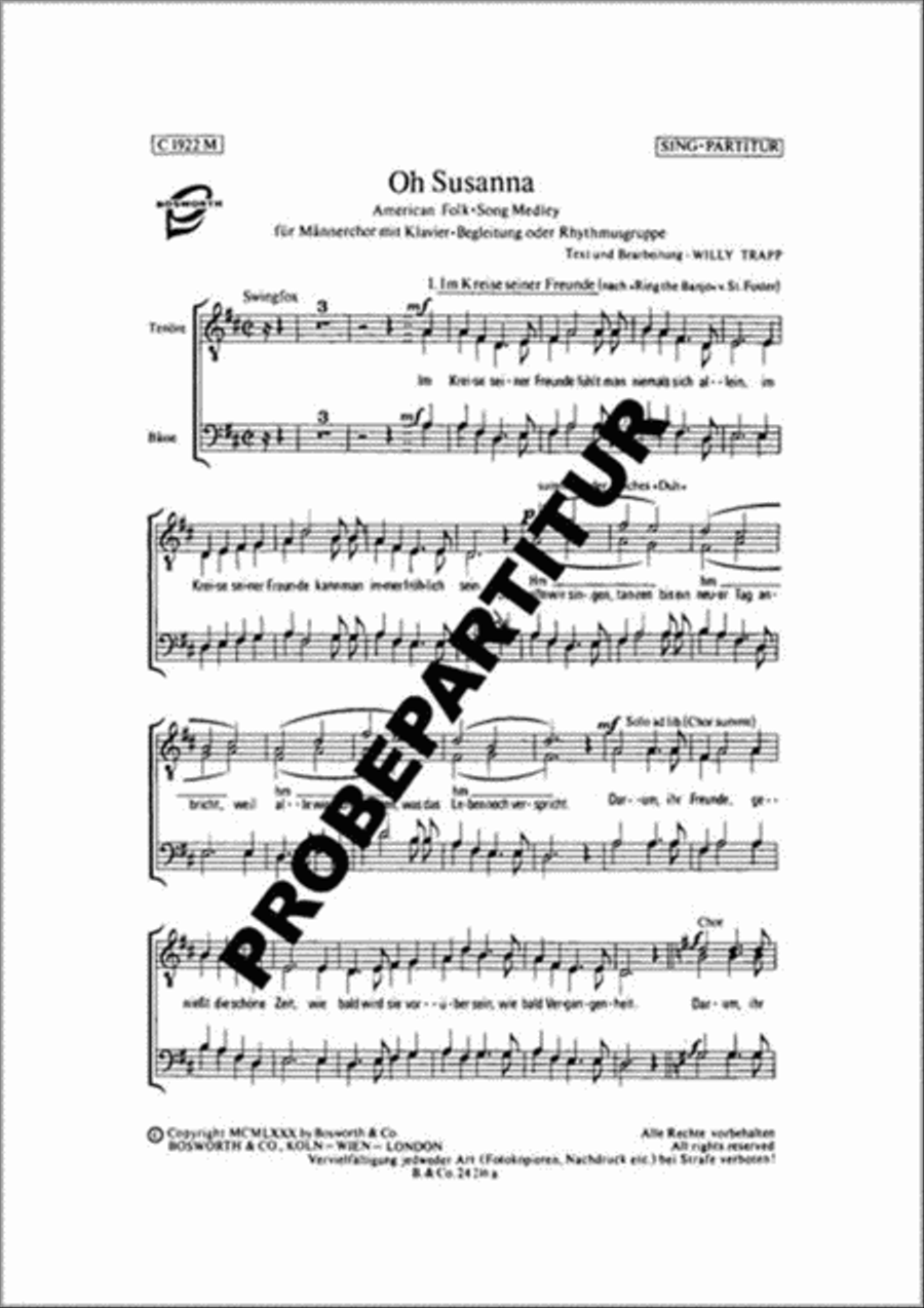 Oh Susanna Oh Susanna Men's Choir scores gallery preview page 1