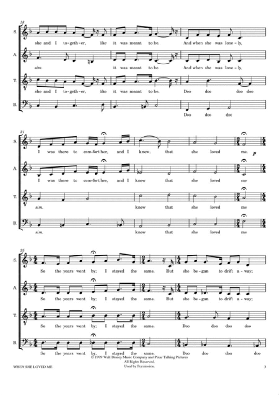 When She Loved Me When She Loved Me 4-Part scores gallery preview page 3