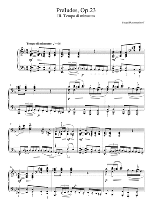 Book cover for Preludes Op.23, No.3 Tempo di minuetto