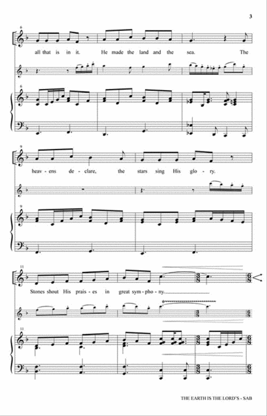 The Earth Is the Lord's The Earth Is the Lord's 3-Part scores gallery preview page 3