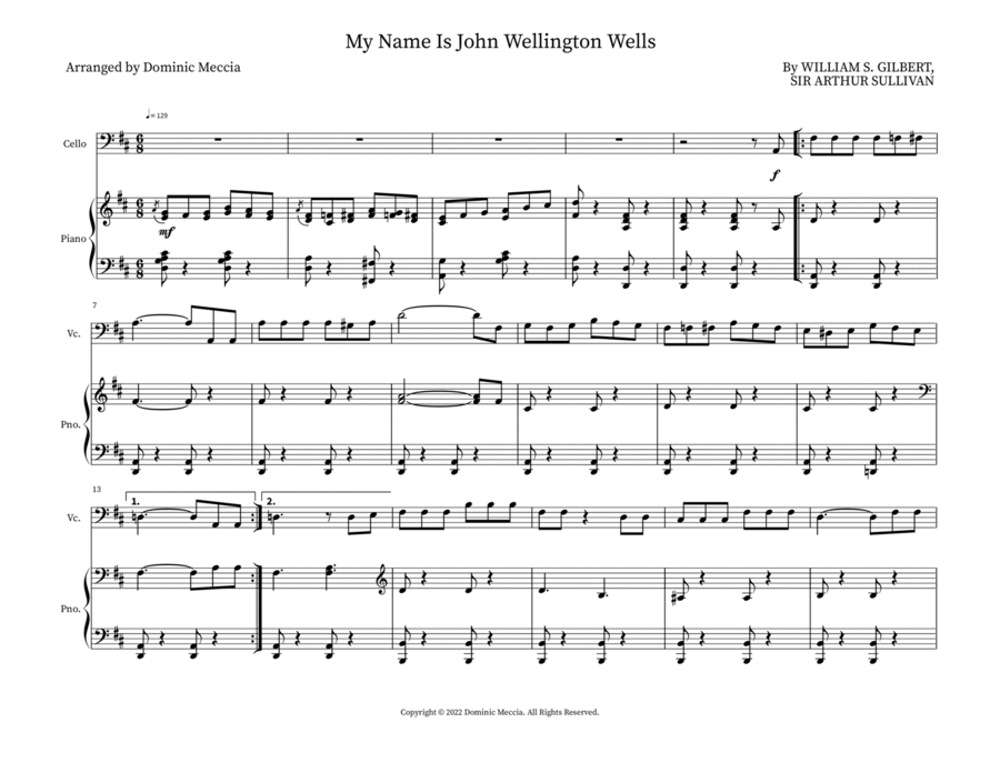 My Name Is John Wellington Wells String Duet scores gallery preview page 1