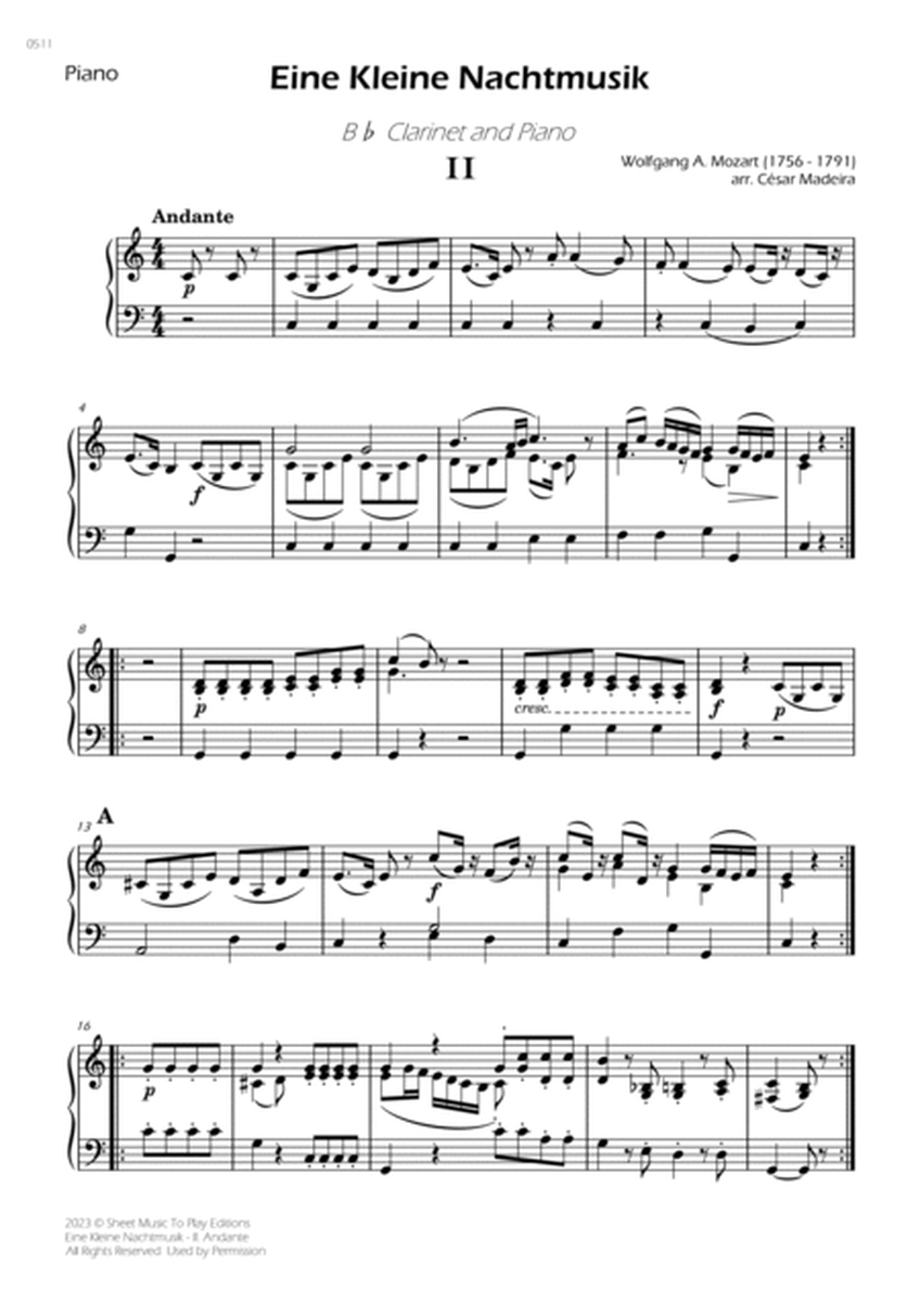 Eine Kleine Nachtmusik (2 mov.) - Bb Clarinet and Piano (Individual Parts) image number null