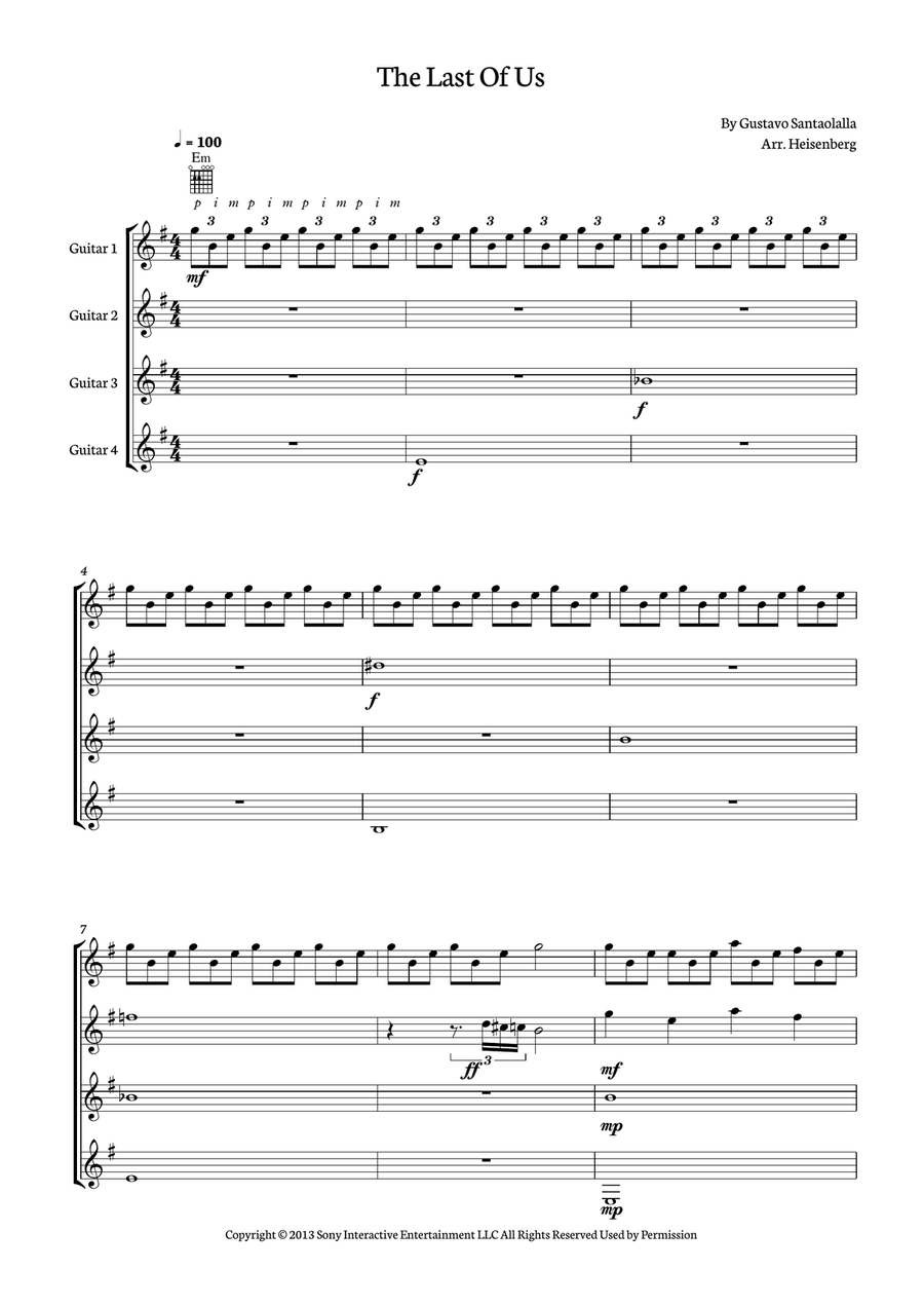 The Last Of Us Guitar Ensemble scores gallery preview page 1