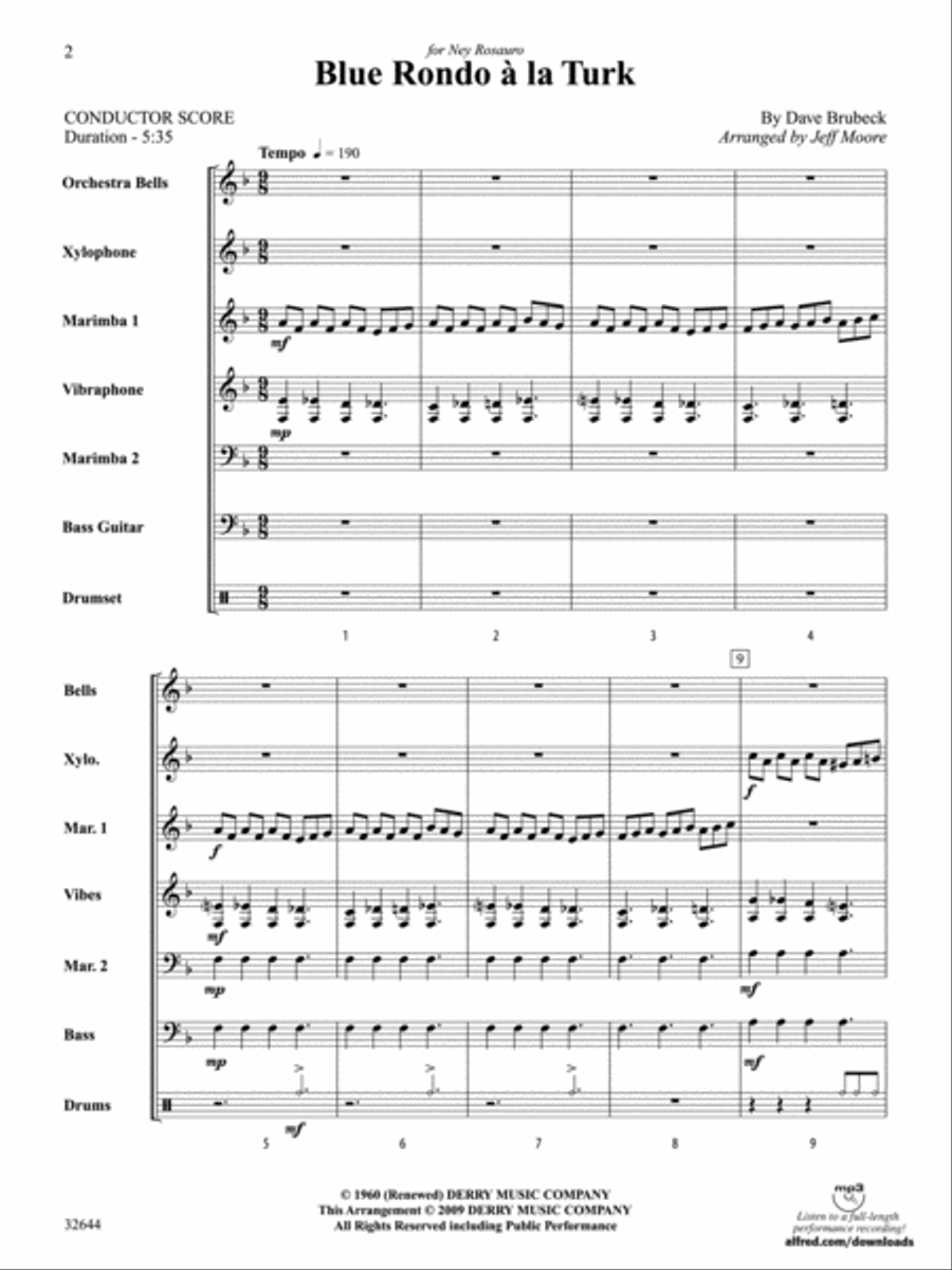 Blue Rondo à la Turk Percussion Ensemble scores gallery preview page 2