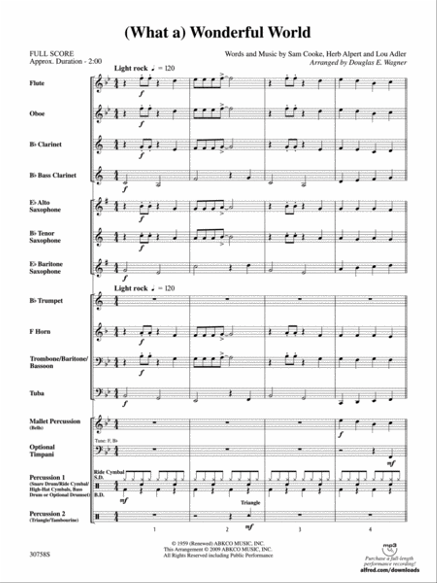 (What a) Wonderful World Concert Band scores gallery preview page 2