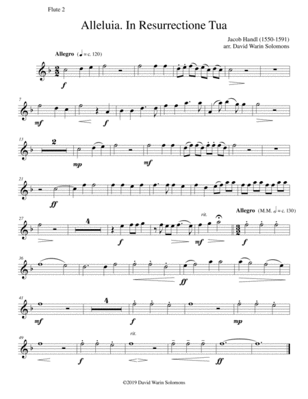 Alleluia In Resurrectione Tua arranged for flute octet or flute choir image number null