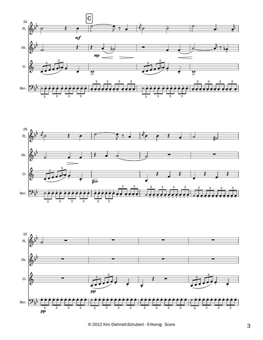 Schubert: Erlkönig for woodwind quartet Woodwind Quartet scores gallery preview page 4