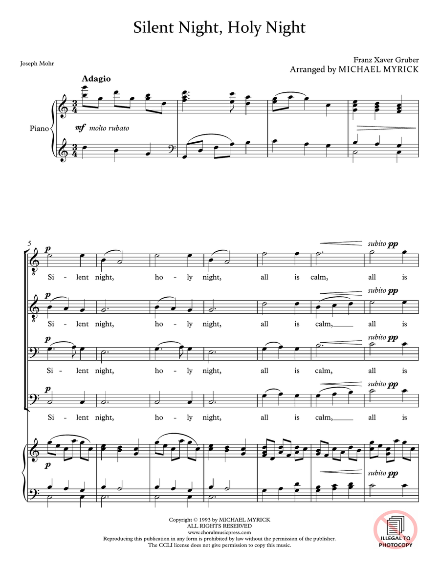 Silent Night, Holy Night (TTBB) TTBB scores gallery preview page 3