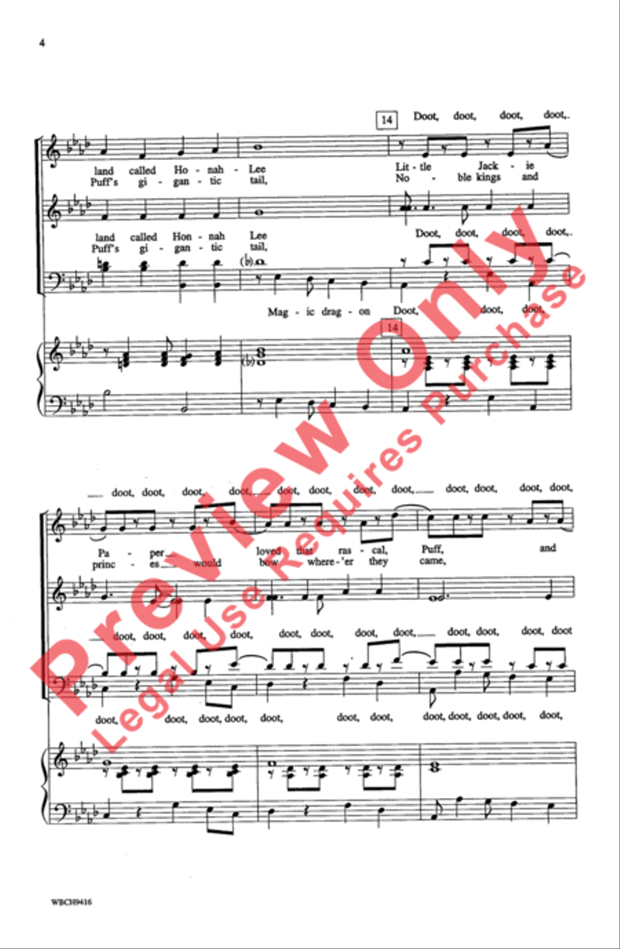 Puff (The Magic Dragon) 4-Part scores gallery preview page 4