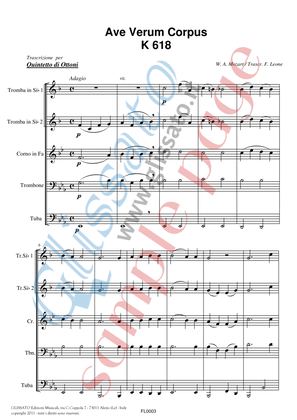 Book cover for Ave Verum by Mozart for brass quintet/ensemble - score & parts (9)