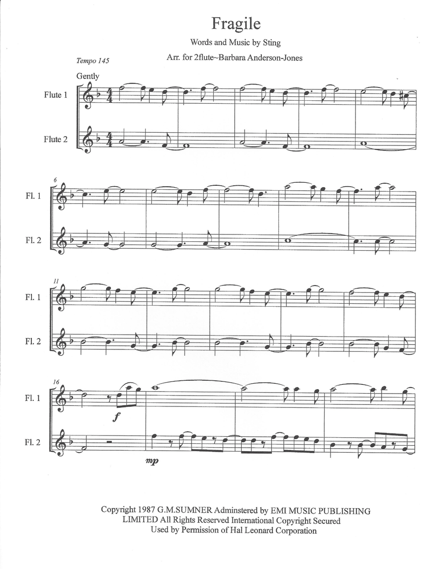 Fragile Flute Duet scores gallery preview page 2