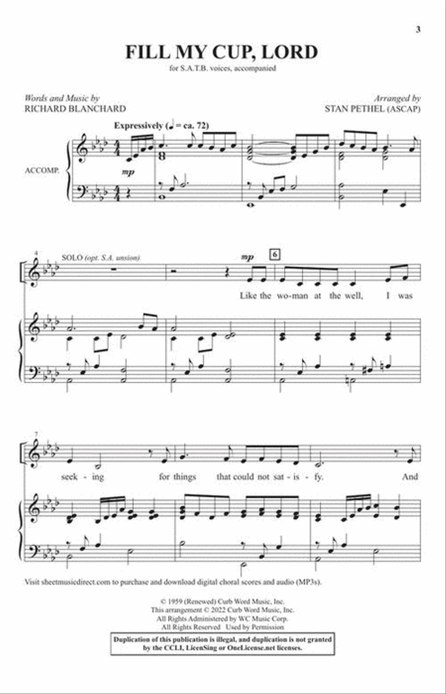 Fill My Cup, Lord Fill My Cup, Lord 4-Part scores gallery preview page 3