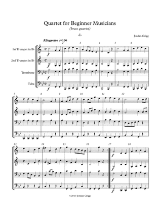 Book cover for Quartet for Beginner Musicians (brass quartet)