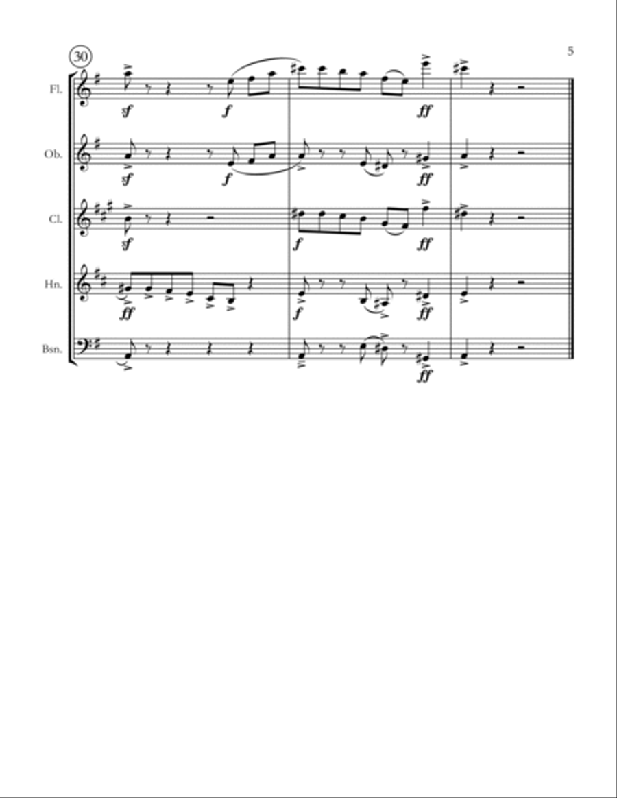Fluffing A Duck Woodwind Quintet scores gallery preview page 5