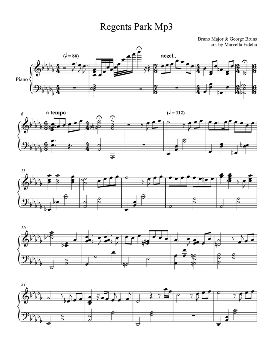 Regent's Park Piano Solo scores gallery preview page 1