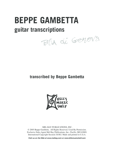 Beppe Gambetta Blu di Genova - Guitar Transcriptions