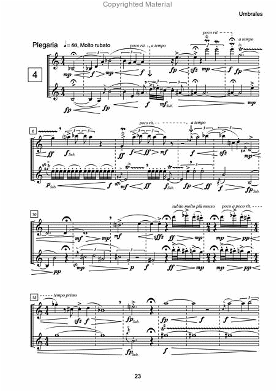 Umbrales for Oboe and Clarinet Clarinet scores gallery preview page 6