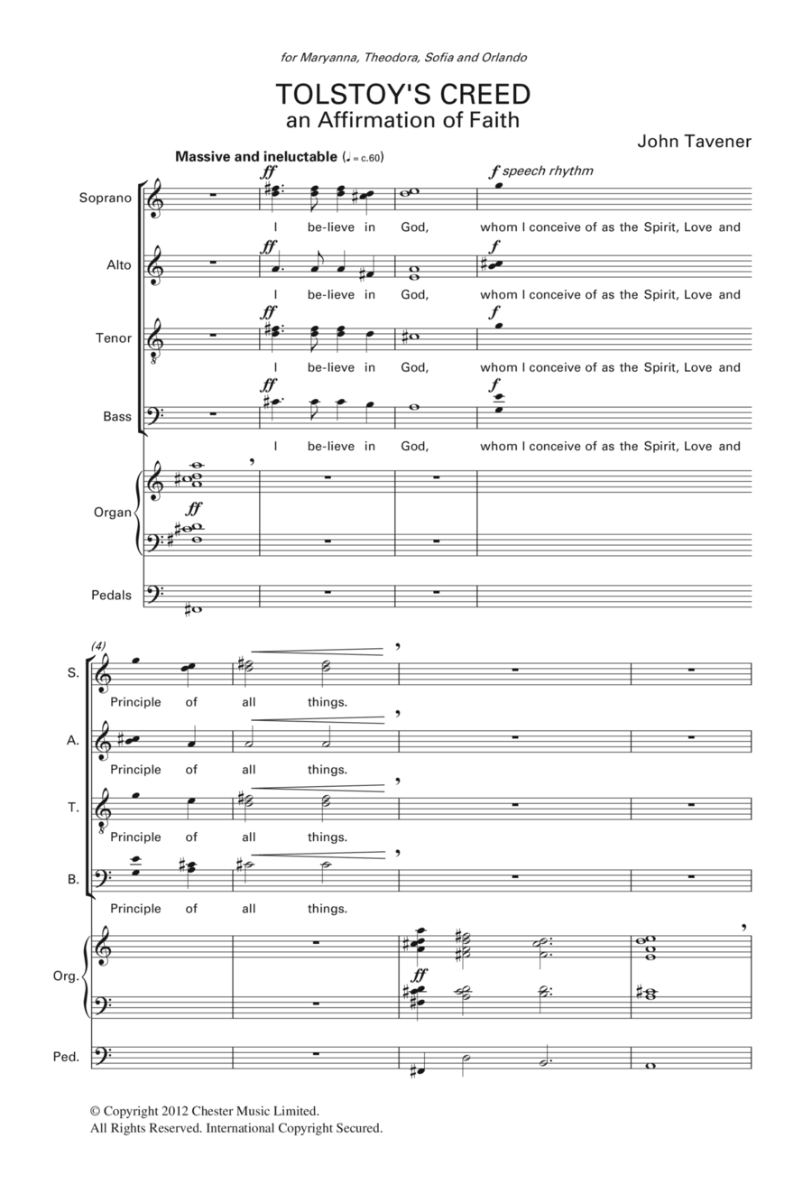 Tolstoy's Creed Tolstoy's Creed 4-Part scores gallery preview page 1
