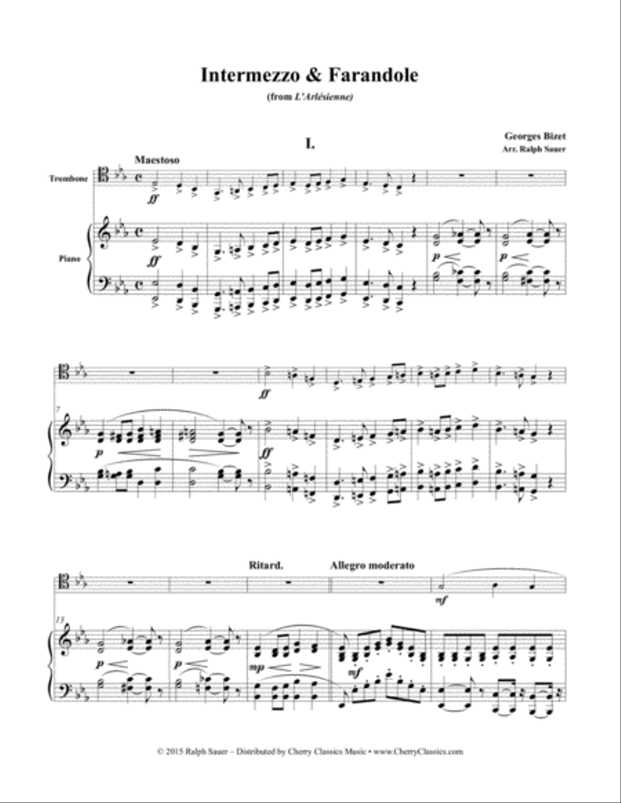 Intermezzo & Farandole for Trombone and Piano Piano Accompaniment scores gallery preview page 4