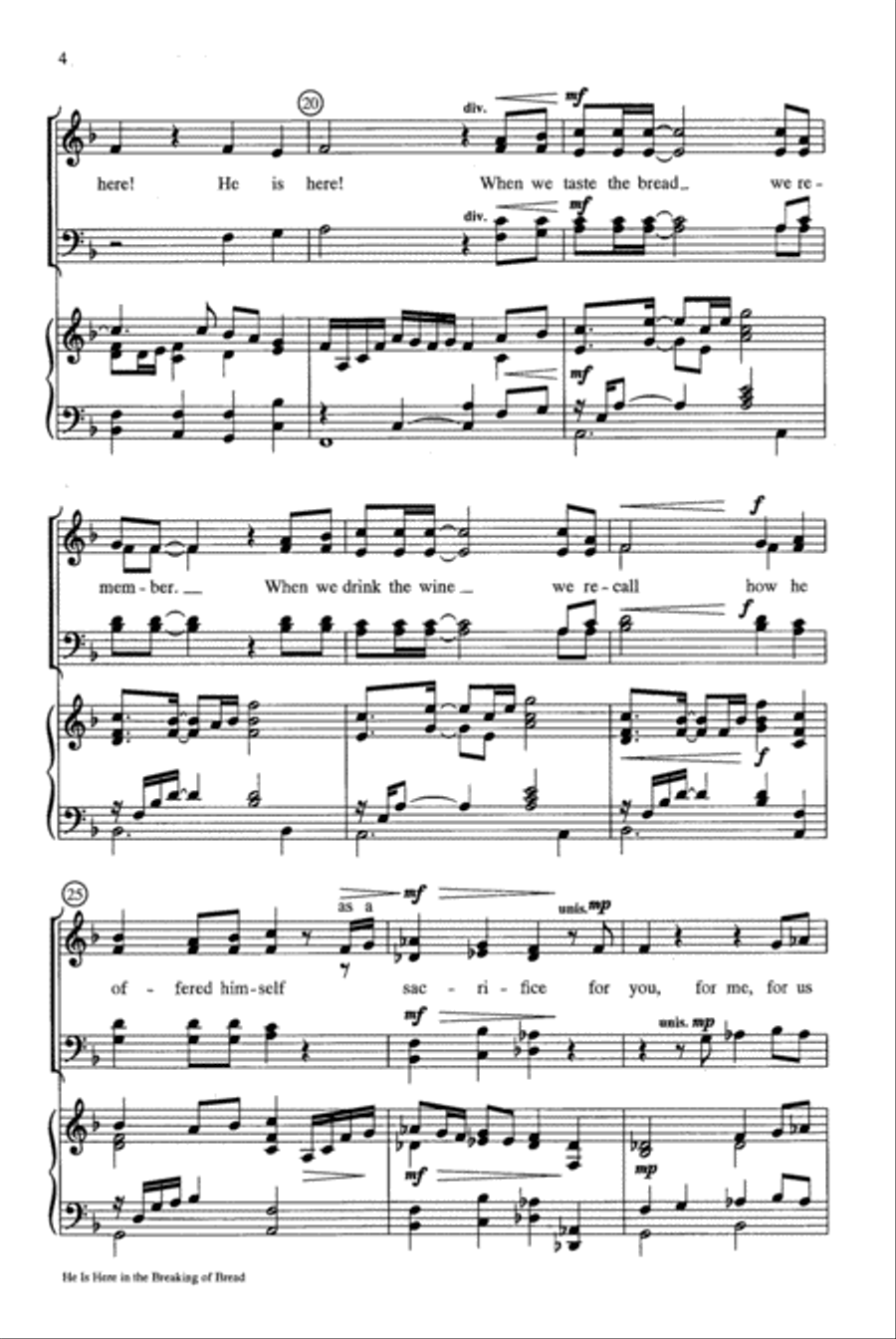He Is Here in the Breaking of Bread 4-Part scores gallery preview page 4