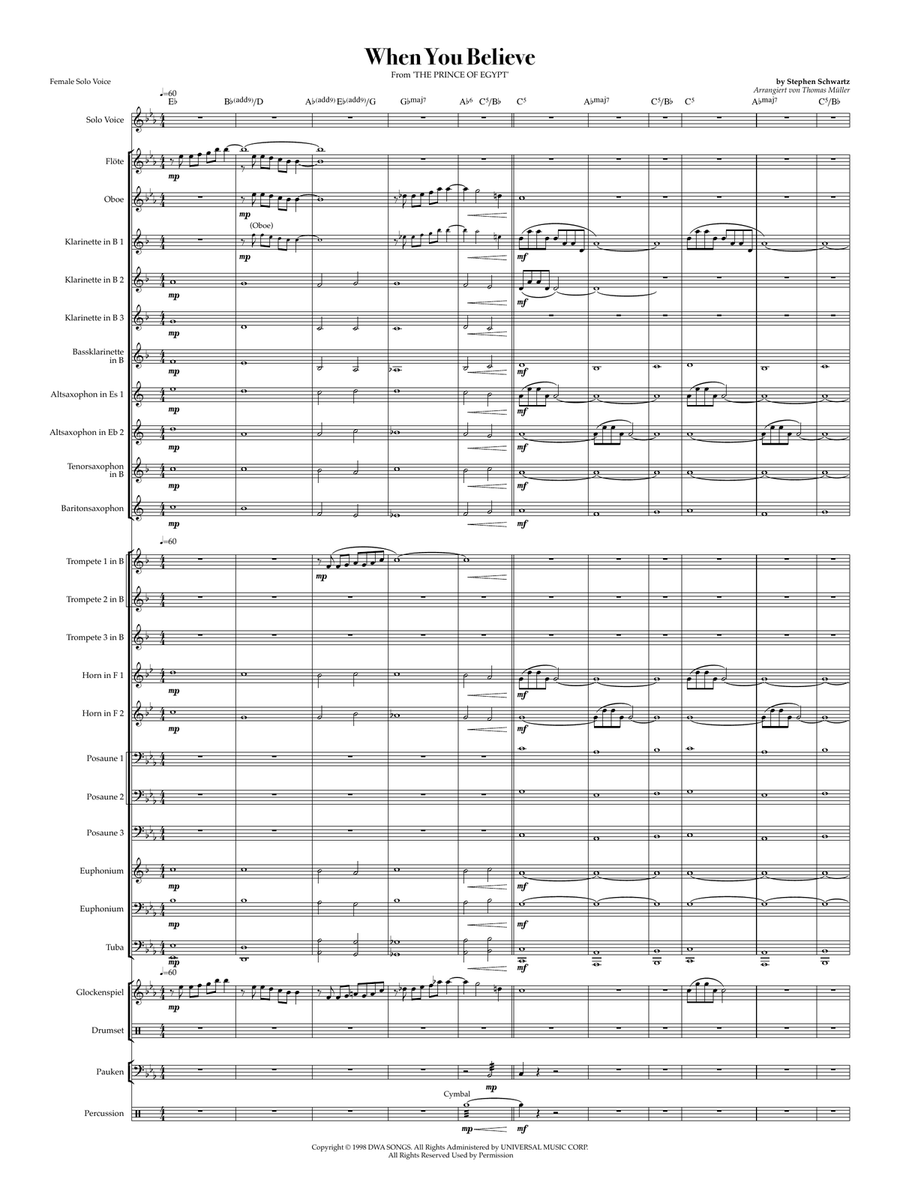 When You Believe Concert Band scores gallery preview page 1