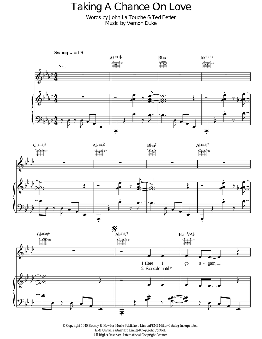 Taking A Chance On Love Guitar scores gallery preview page 1