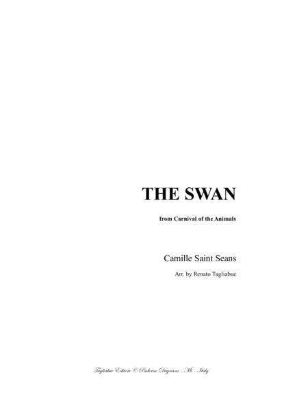 THE SWAN - C. Saint Saens - For Polyphonic Choir SATB in vocalization - With String Quartet parts image number null
