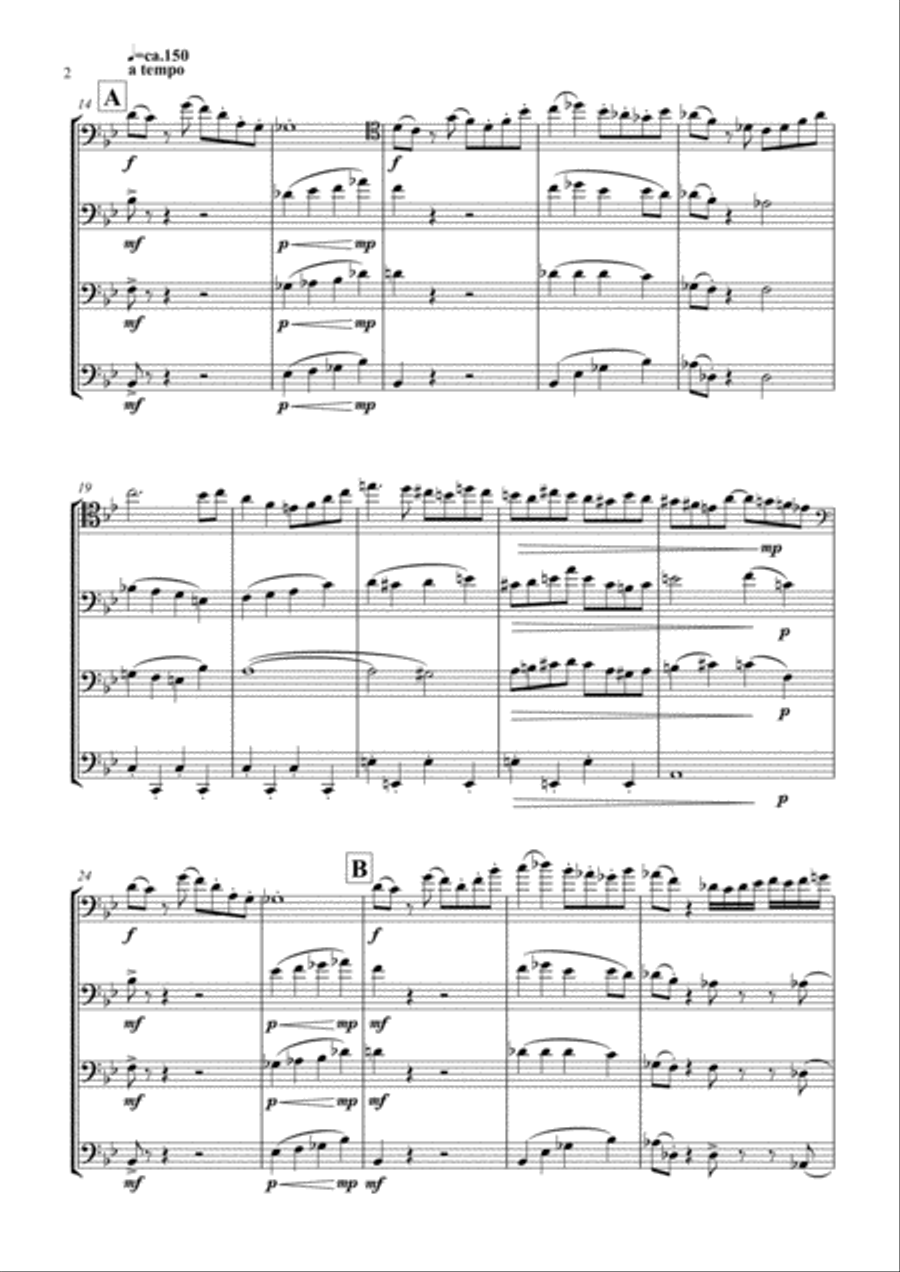 JazzTromBern for Trombone Quartet, Movements 1-3 Trombone Quartet scores gallery preview page 4