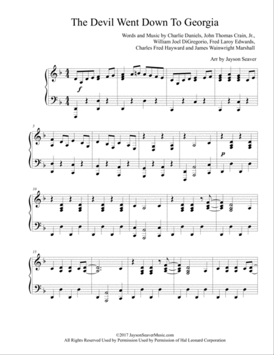 The Devil Went Down To Georgia Piano Solo scores gallery preview page 2