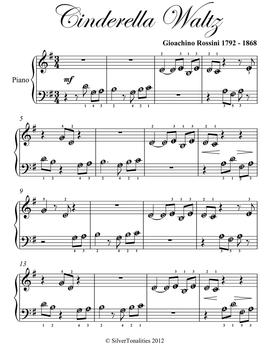 Cinderella Waltz Beginner Piano Sheet Music Easy Piano scores gallery preview page 2