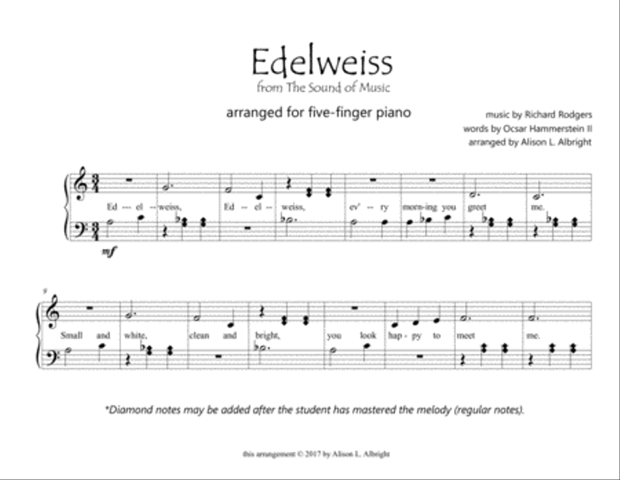 Edelweiss Edelweiss Easy Piano scores gallery preview page 2
