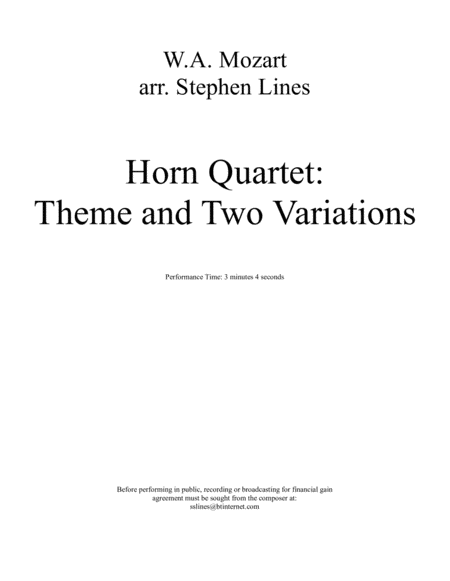 Theme and Two Variations for Horn Quartet image number null